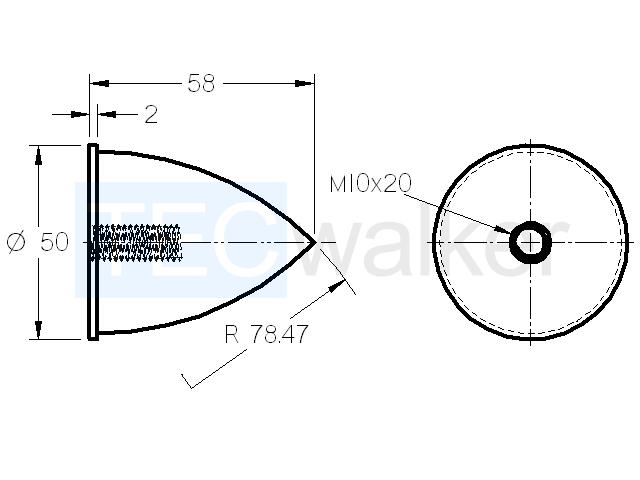 Maße Parabel-Feder M10 D50x58